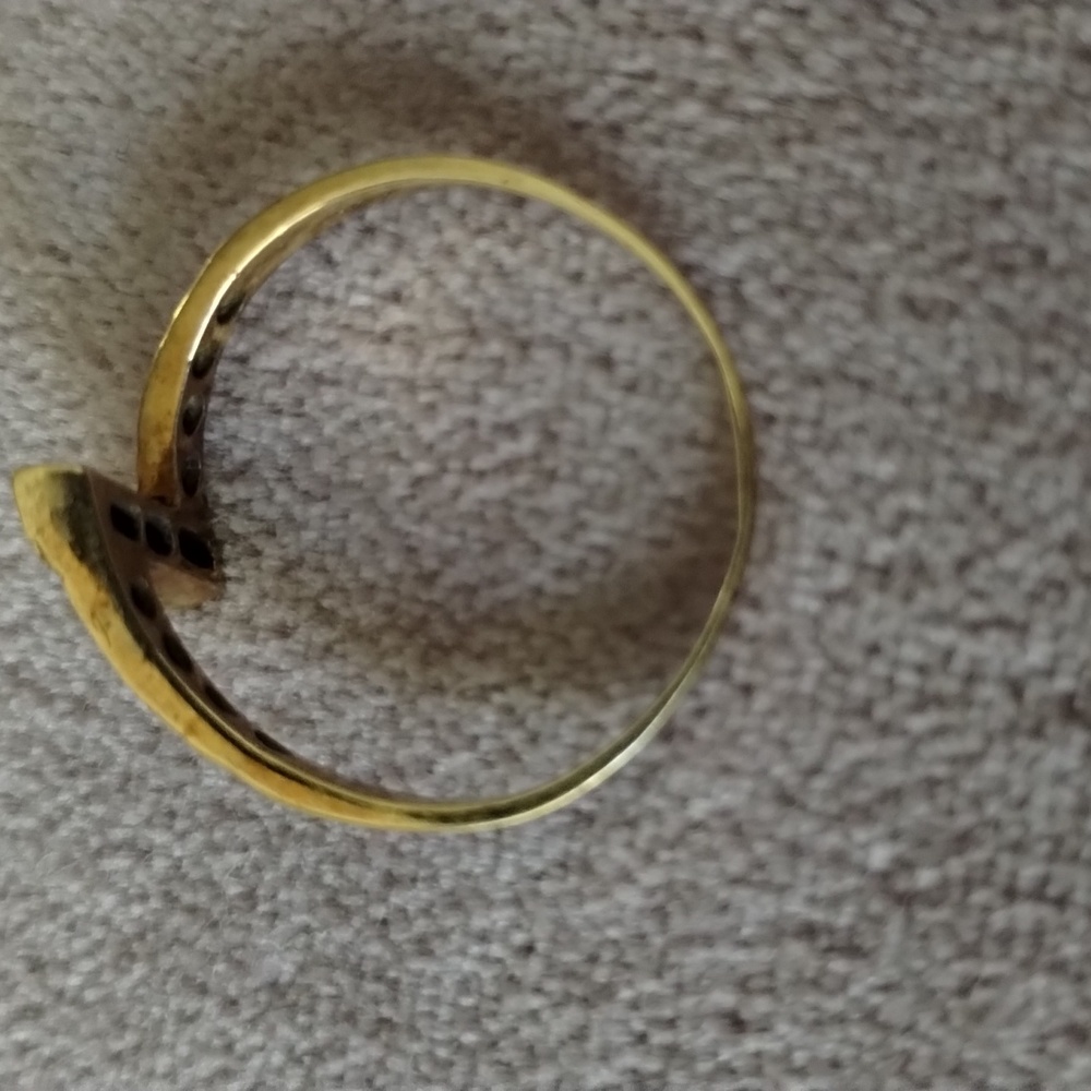 Vintage Art Deco Blue Sapphire Gold Ring 6.5 - Picture 10 of 12